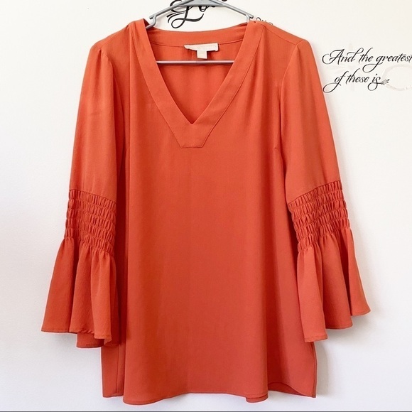 Michael kors Orange Bell Sleeves top Casual Work Business Casual - Picture 1 of 6
